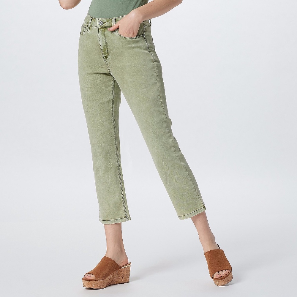 Laurie Felt Daisy Denim Colored Straight-Leg Crop Jeans